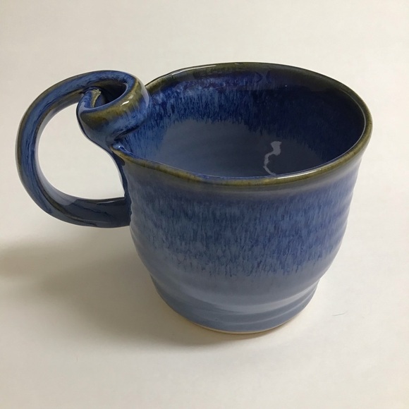 Studio Art Pottery Coffee Mug SIGNED Blue Twist Handle Stone Melbourne Florida - Picture 15 of 15